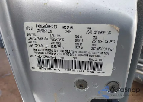 2005 Jeep Liberty Sport z USA, uszkodzony, nr VIN 1J4GL48K85W631046